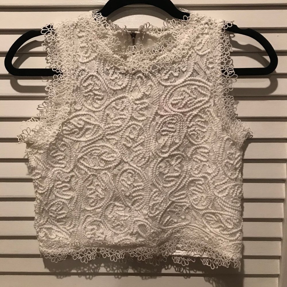 Chicwish Diva Full Lace Crop Top in White NWT